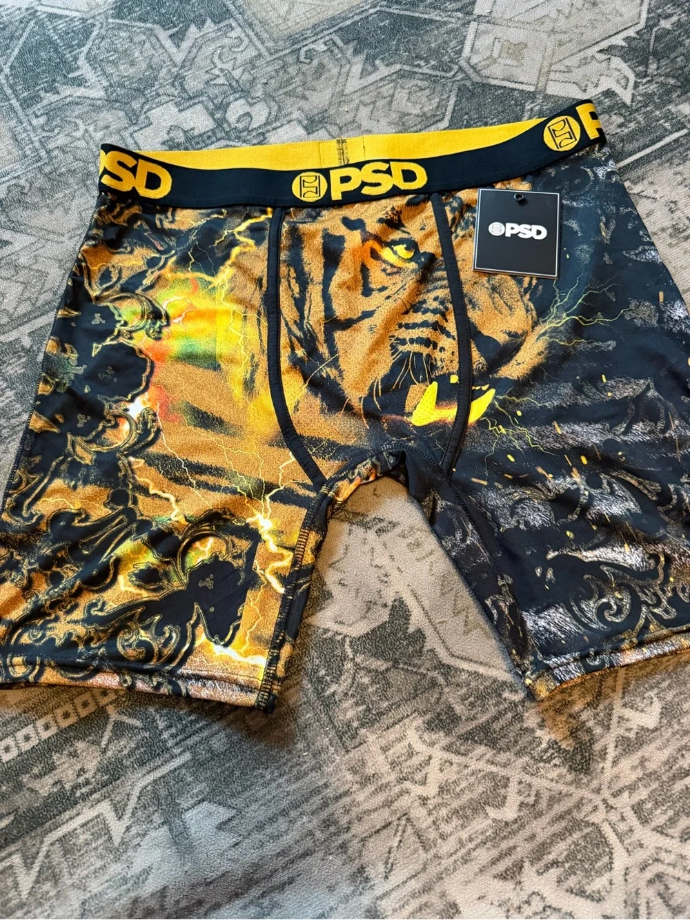 PSD Tiger Face Performance Boxer Briefs - Black & Gold size XL